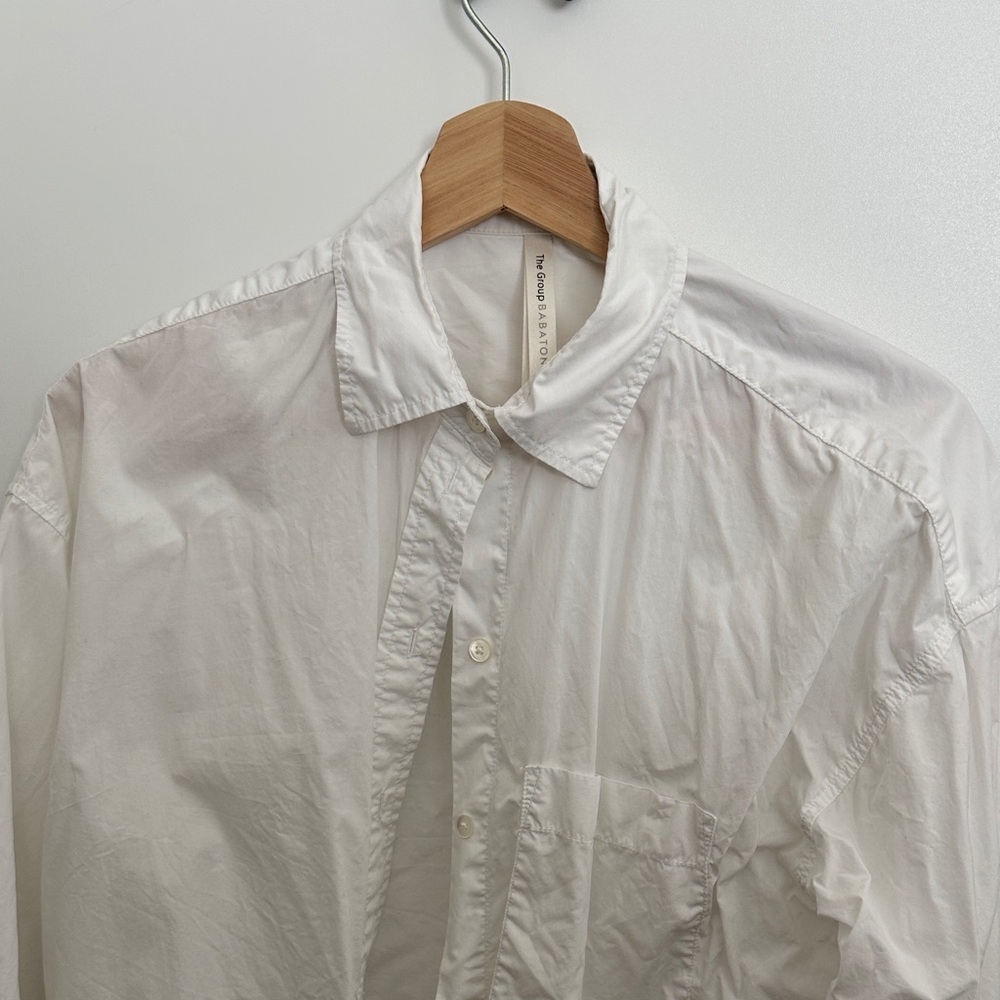 Babaton White Button-Down Cotton Shirt